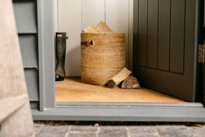 Rattan Tall Storage Basket with Insert Leather Handles