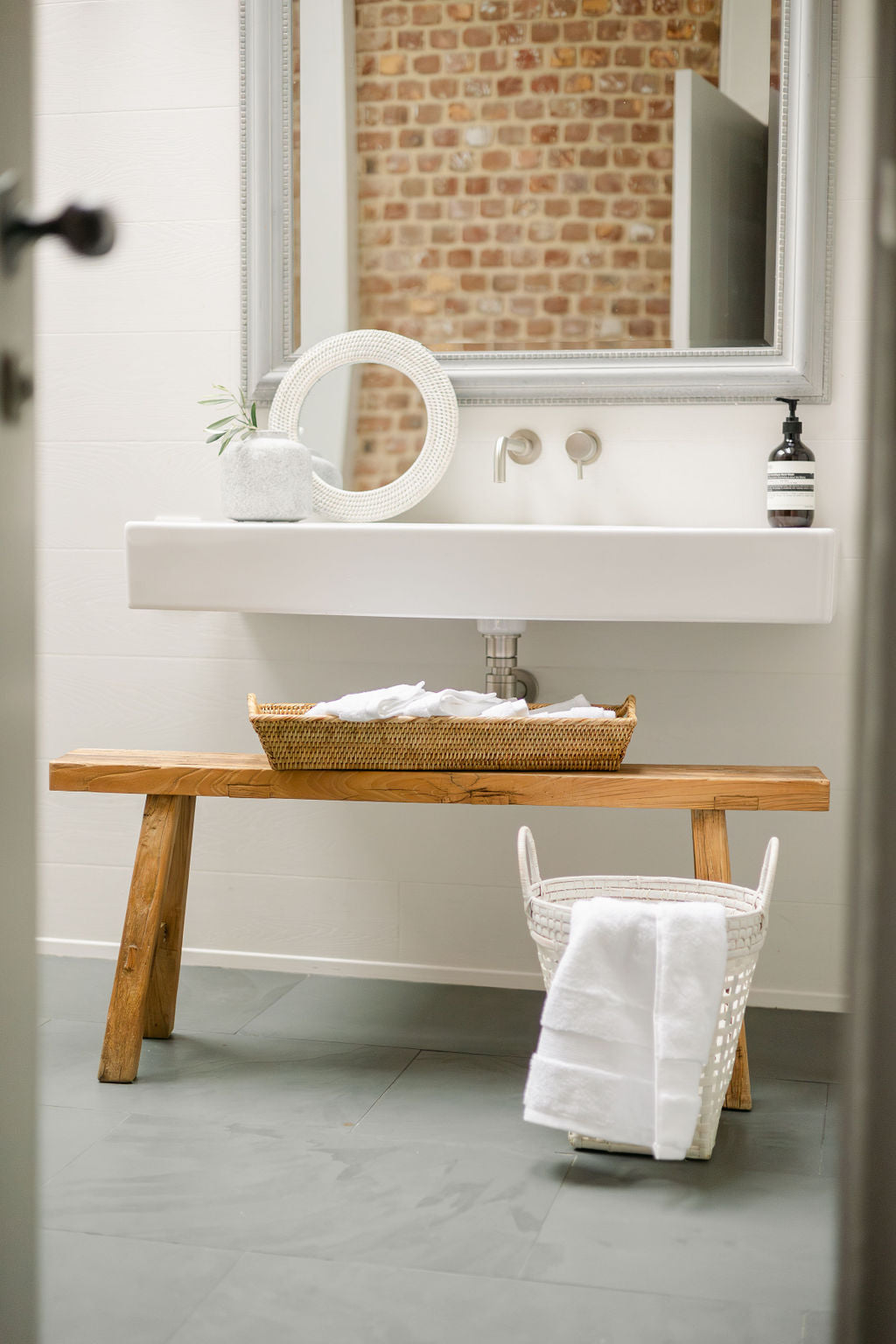 Rattan Long Tray with Arch Handles