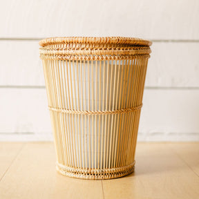 Rattan & Bamboo Mix Lidded Waste Bin with Liner