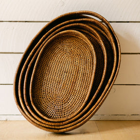 Rattan Oval Serving Tray with Arch Handles