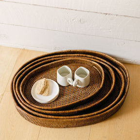 Rattan Oval Serving Tray with Arch Handles