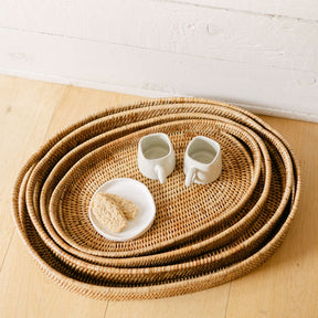 Rattan Oval Serving Tray with Arch Handles