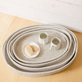 Rattan Oval Serving Tray with Arch Handles