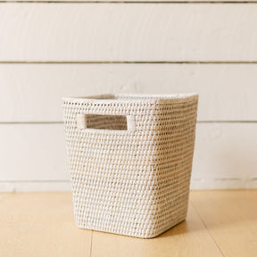 Rattan Square Waste Bin with Insert Handles