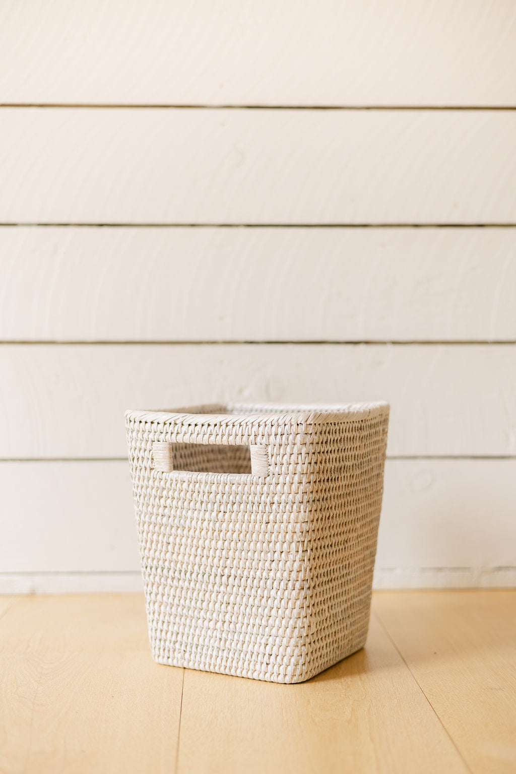 Rattan Square Waste Bin with Inset Handles