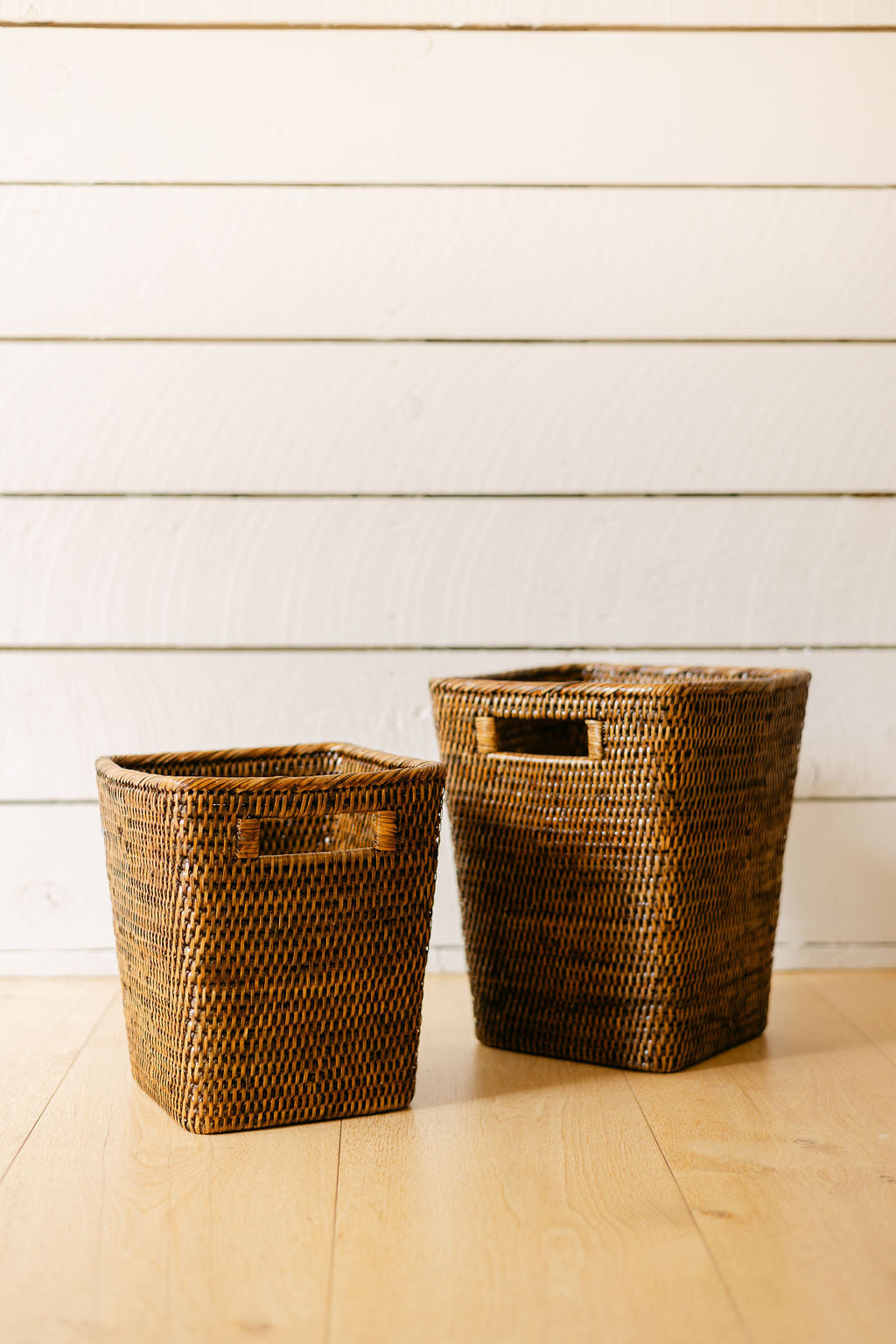 Rattan Square Waste Bin with Inset Handles