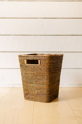 Rattan Square Waste Bin with Inset Handles