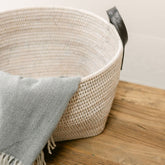 Rattan Standard Storage Basket with Leather Handles