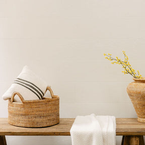 Rattan Oval Family Storage Basket with Arch Handles