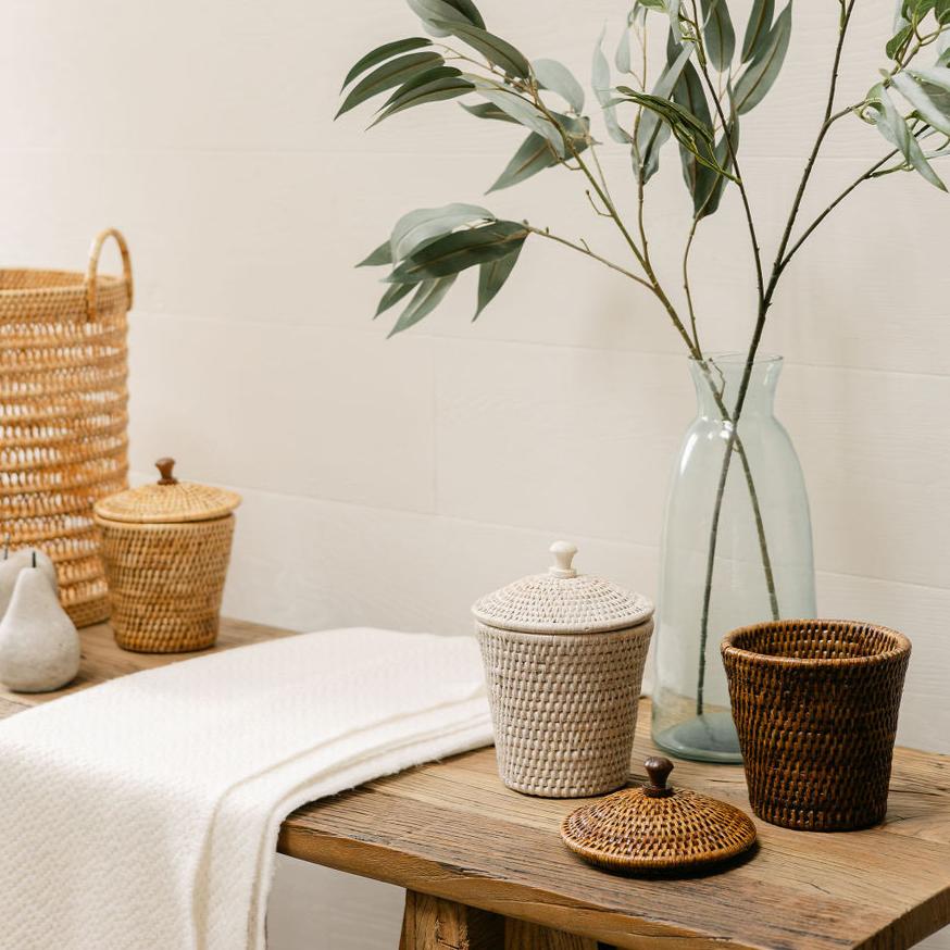 Rattan Small Pot with Lid