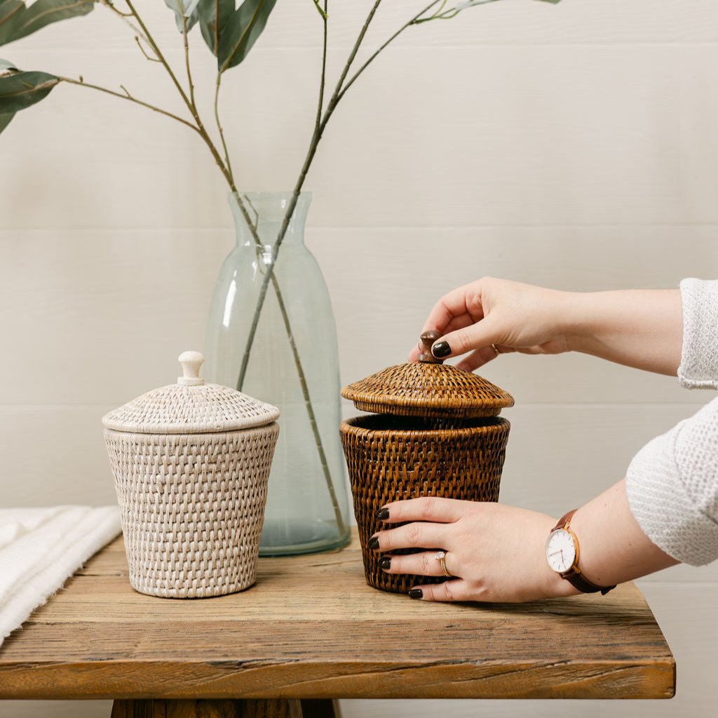 Rattan Small Pot with Lid