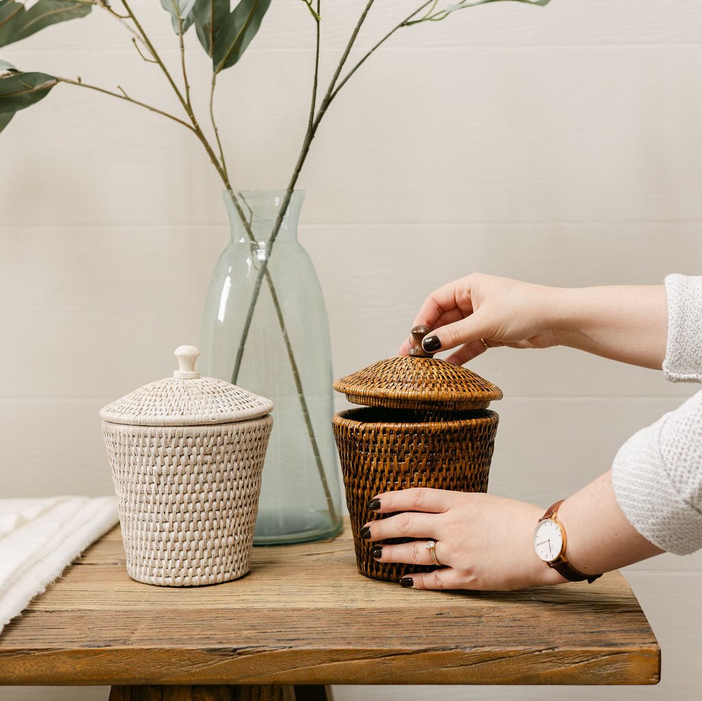 Rattan Small Pot with Lid