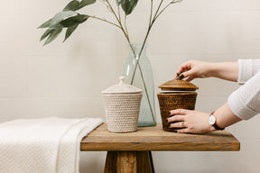 Rattan Small Pot with Lid