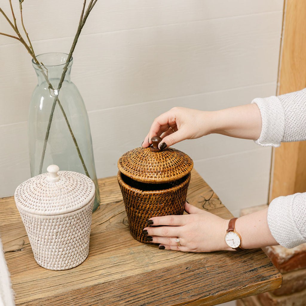 Rattan Small Pot with Lid