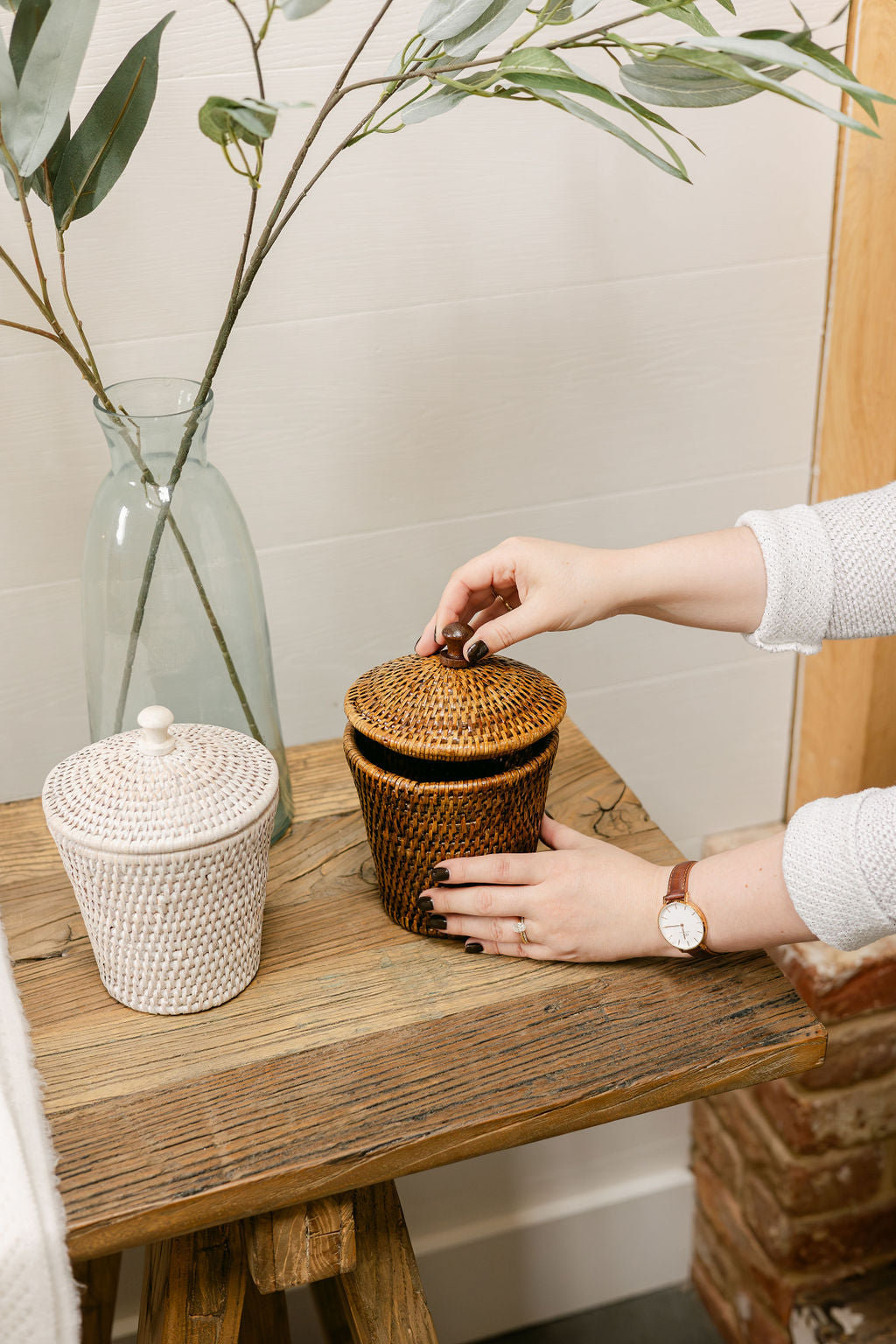 Rattan Small Pot with Lid