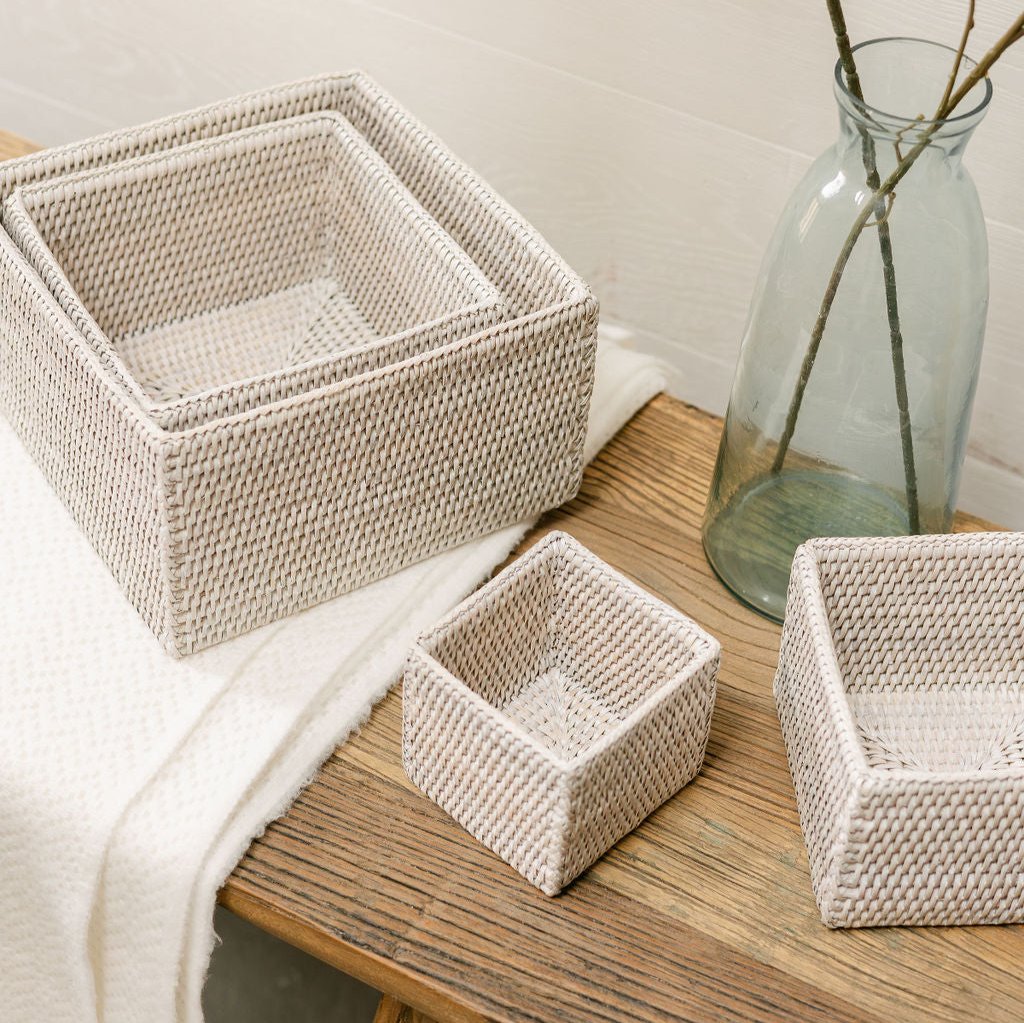 Rattan Small Square Storage Baskets