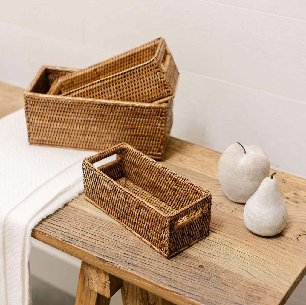 Rattan Small Rectangular Storage Basket