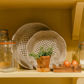 Rattan Scallop Bread Basket/ Lace Tray