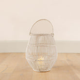 Rattan Lantern with Clear Glass Candle Holder