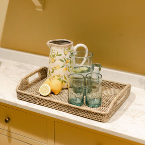 Rattan Rectangular Serving Tray with Arch Handles/ Morning Tray
