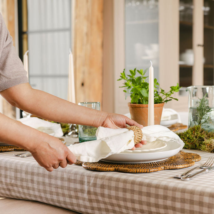 Rattan scallop round Placemat / Scallop round tablemat -Dia 36cm