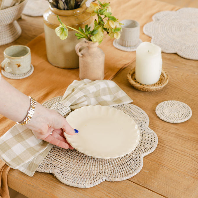 Rattan scallop round Placemat / Scallop round tablemat -Dia 36cm