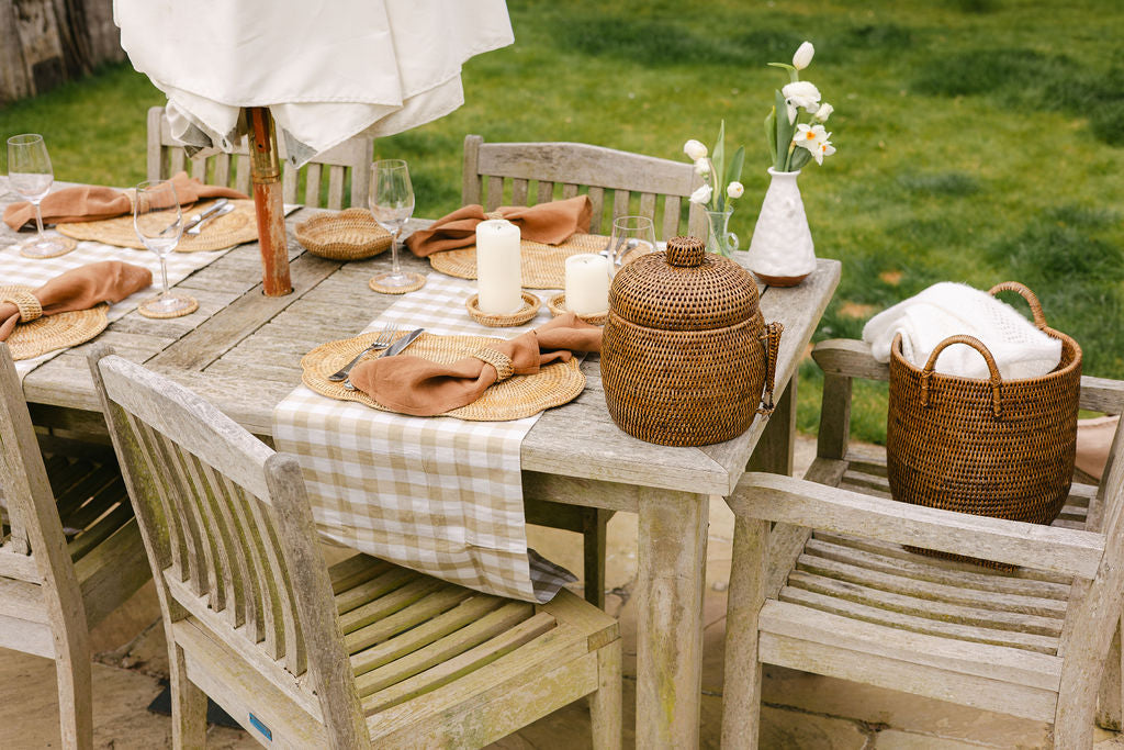 Rattan Small Tall Storage Basket with Handles