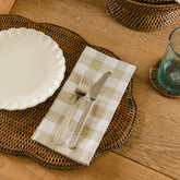 Handwoven 100% Pure Cotton Napkins – Gingham Check (Pistachio Dark Olive Colour)- Set of Four