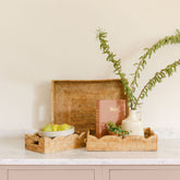 Handwoven Rattan Rectangular Scallop Tray