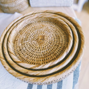 Rattan Three Size Small Round Tray