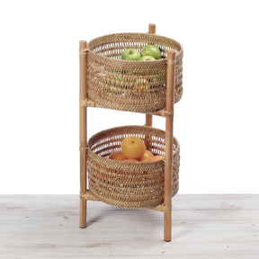 Rattan Two-Tier Shelf Basket