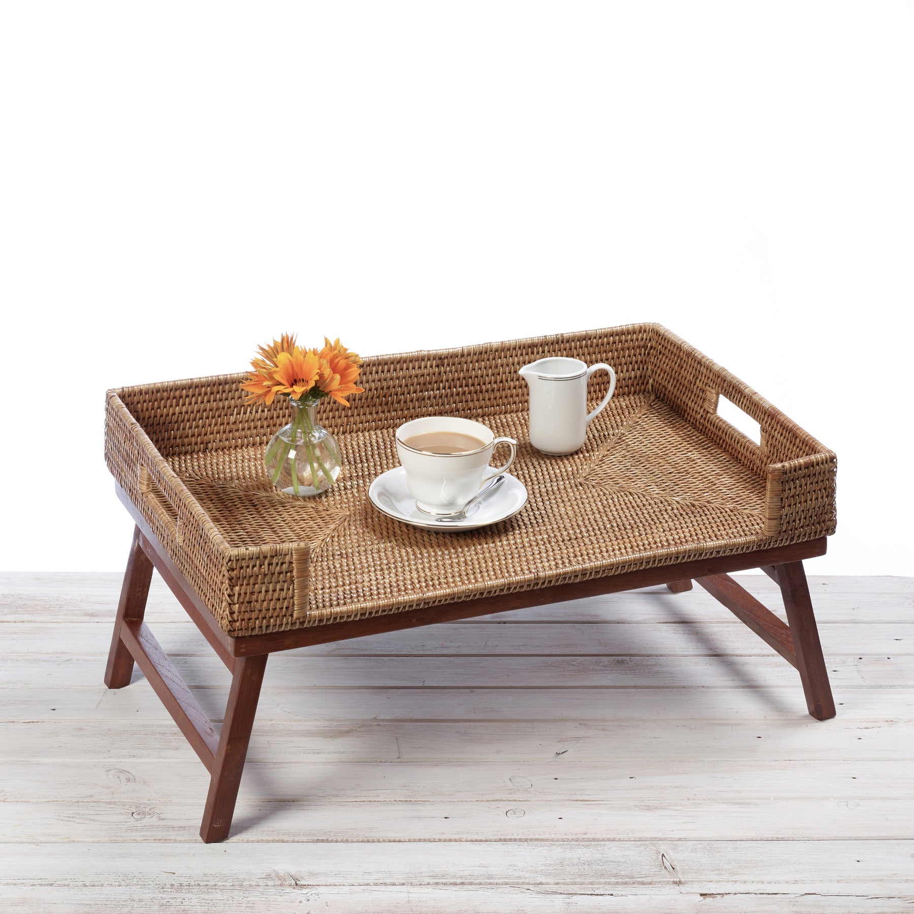 Rattan Foldable Breakfast Tray Table