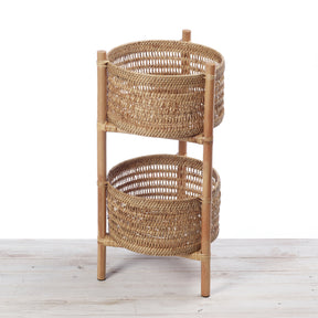 Rattan Two-Tier Shelf Basket