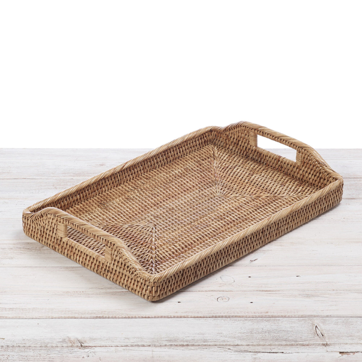 Rattan Large Rectangular Serving Tray with Arch Handles