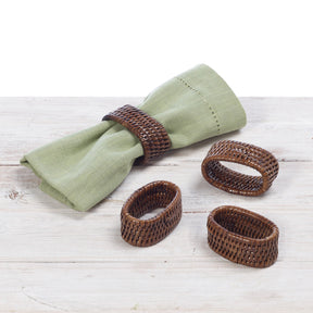 Rattan Oval Napkin Holder Ring (Set of Four)