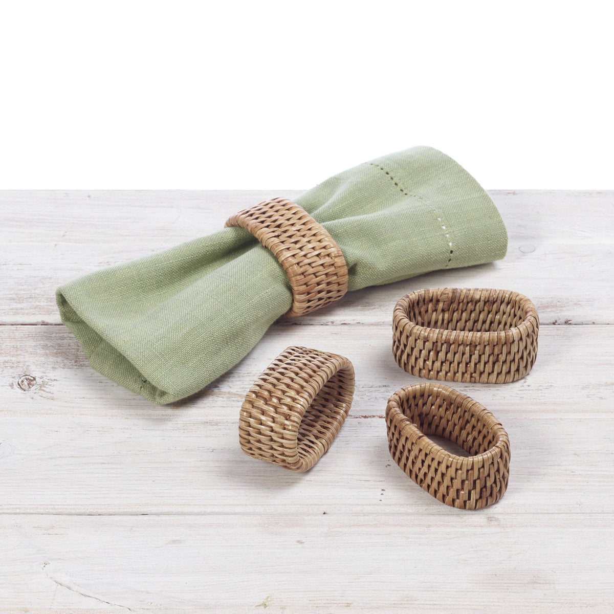 Rattan Oval Napkin Holder Ring (Set of Four)