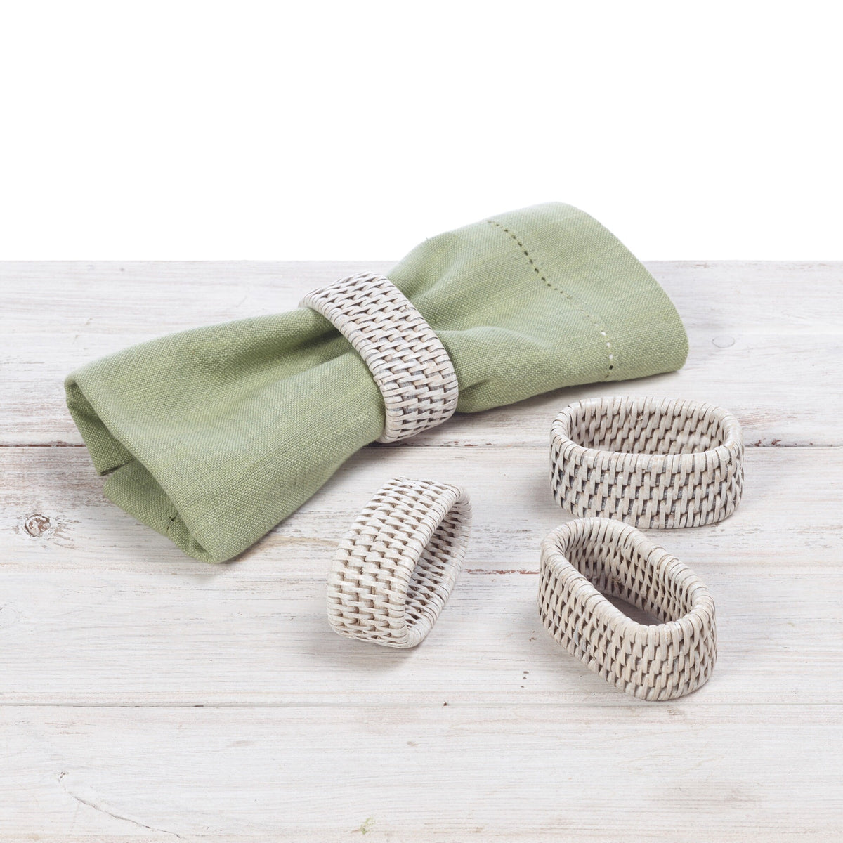 Rattan Oval Napkin Holder Ring (Set of Four)