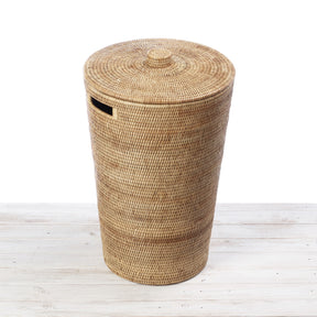 Rattan Tapered Laundry Basket / Hamper with Lid and Insert Handles