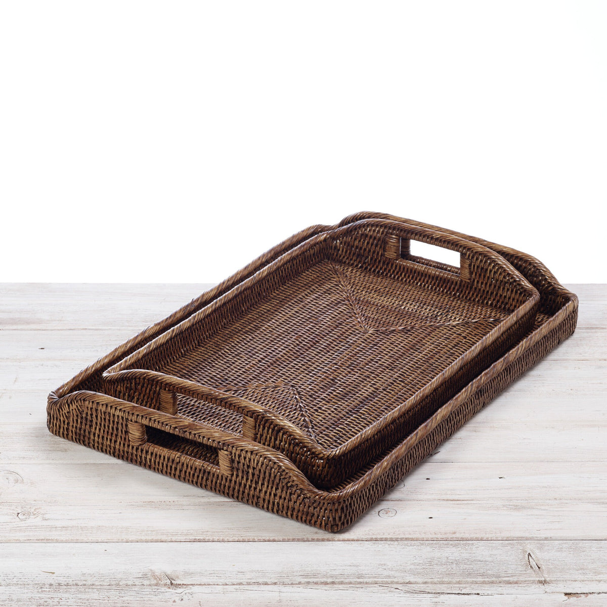 Rattan Large Rectangular Serving Tray with Arch Handles