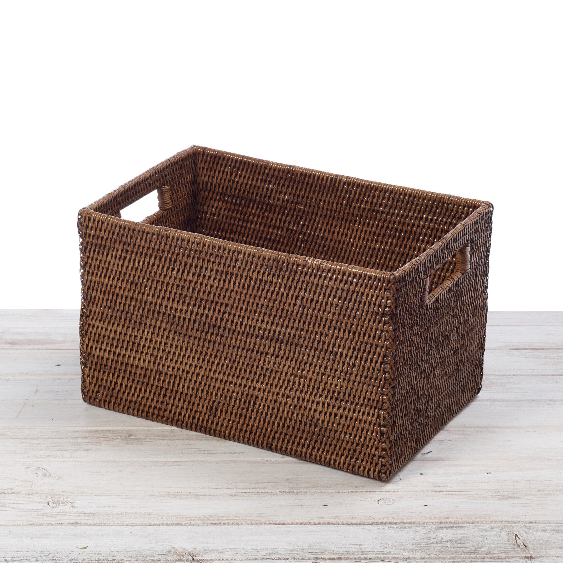 Rattan Large Rectangular Storage Basket with Insert Handles