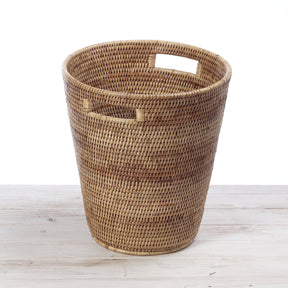 Rattan Large Waste Bin with Insert Handles