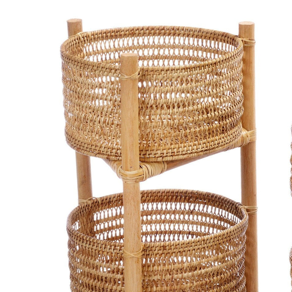 Rattan Two-Tier Shelf Basket