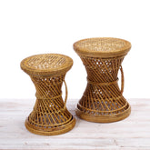 Rattan Twisted Stool with Vertical Handle