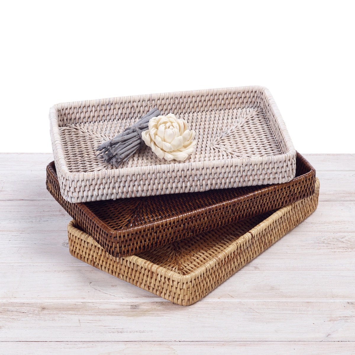 Rattan Large Rectangular Vanity Tray