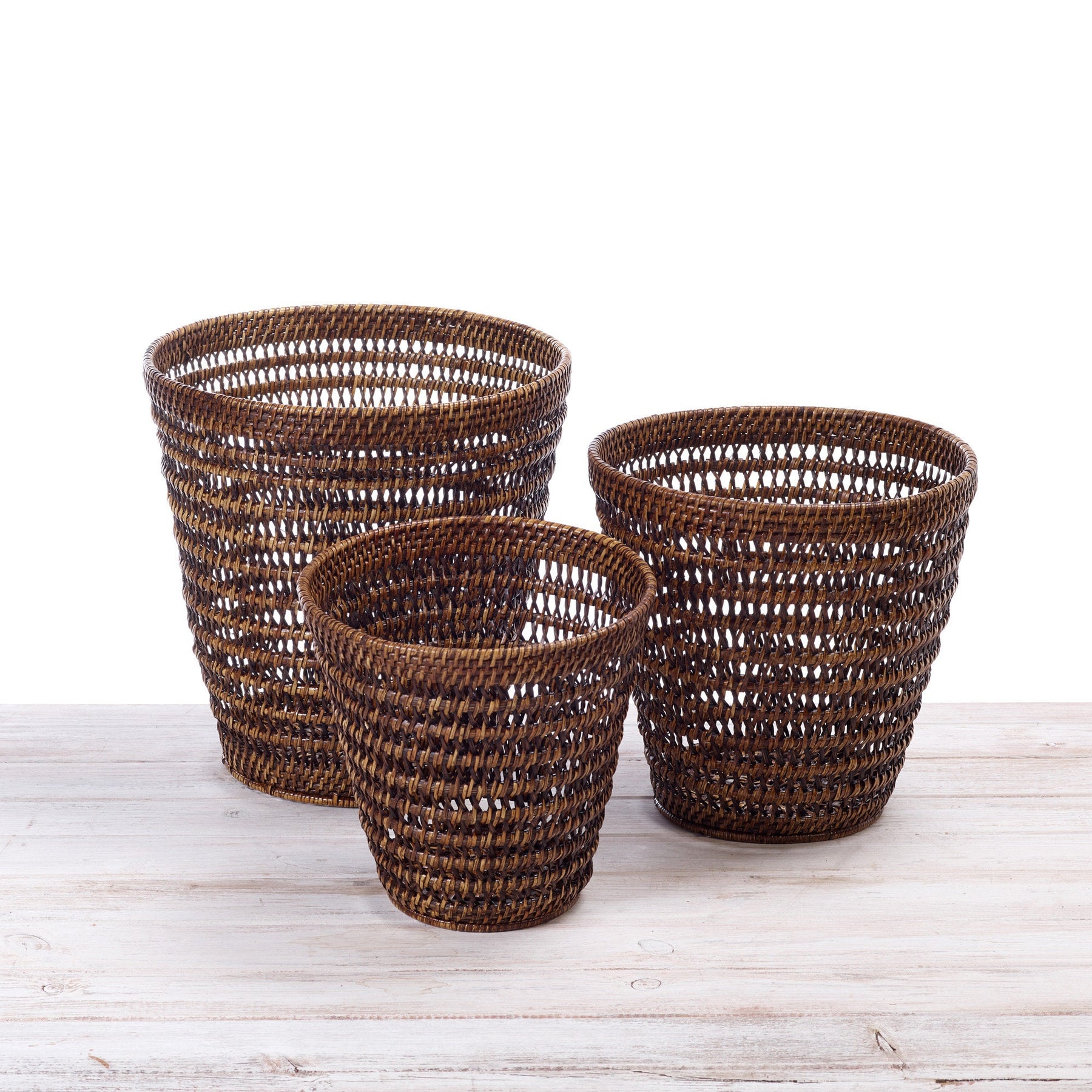 Rattan Open Weave Waste Bin