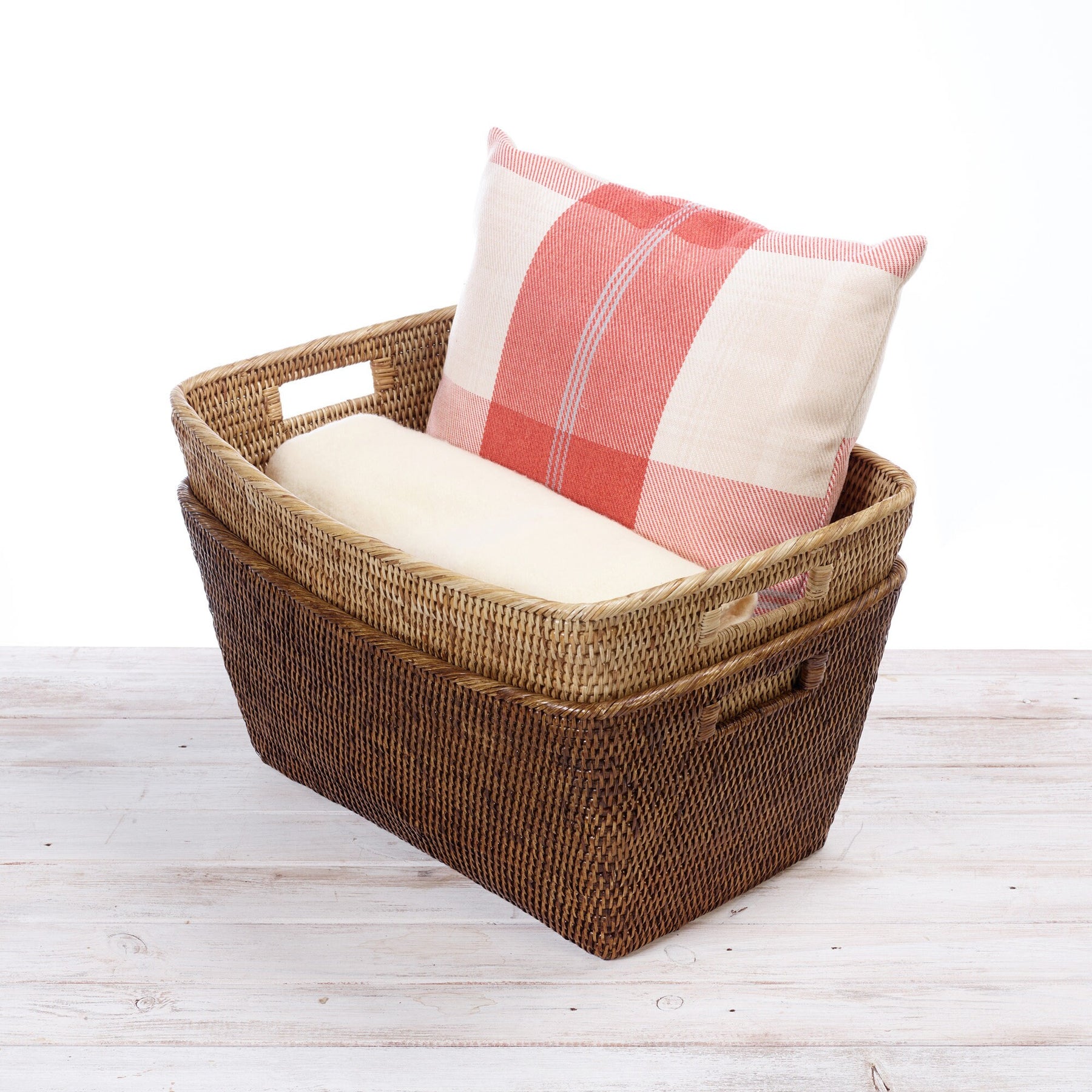 Rattan blanket basket sale