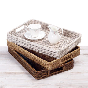 Rattan Rectangular Serving Tray with Insert Handles