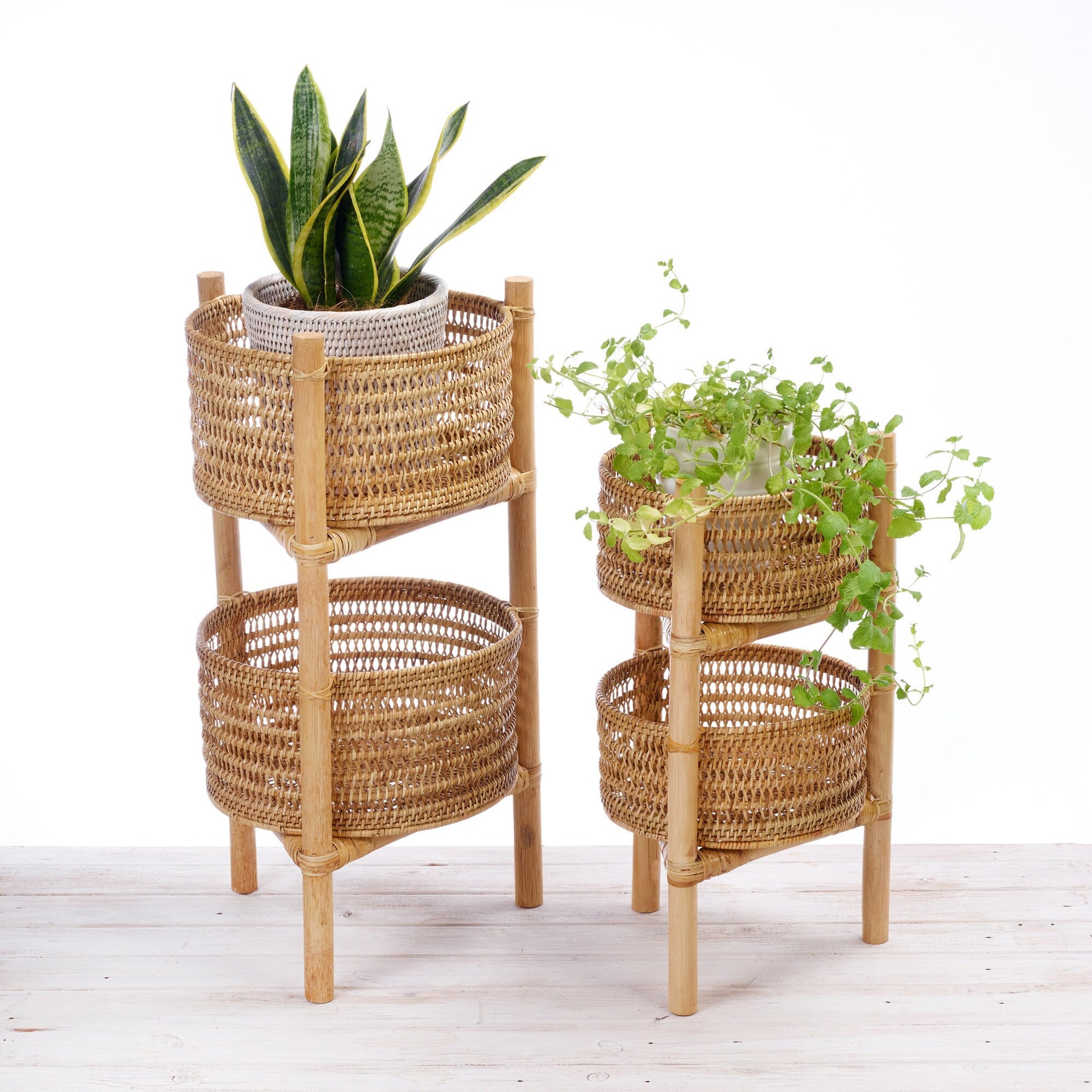 Rattan Two-Tier Shelf Basket