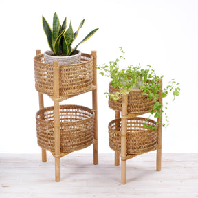 Rattan Two-Tier Shelf Basket