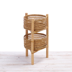 Rattan Two-Tier Shelf Basket